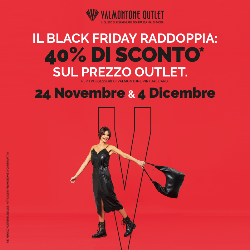 A Valmontone Outlet, il Black Friday 2023 raddoppia.