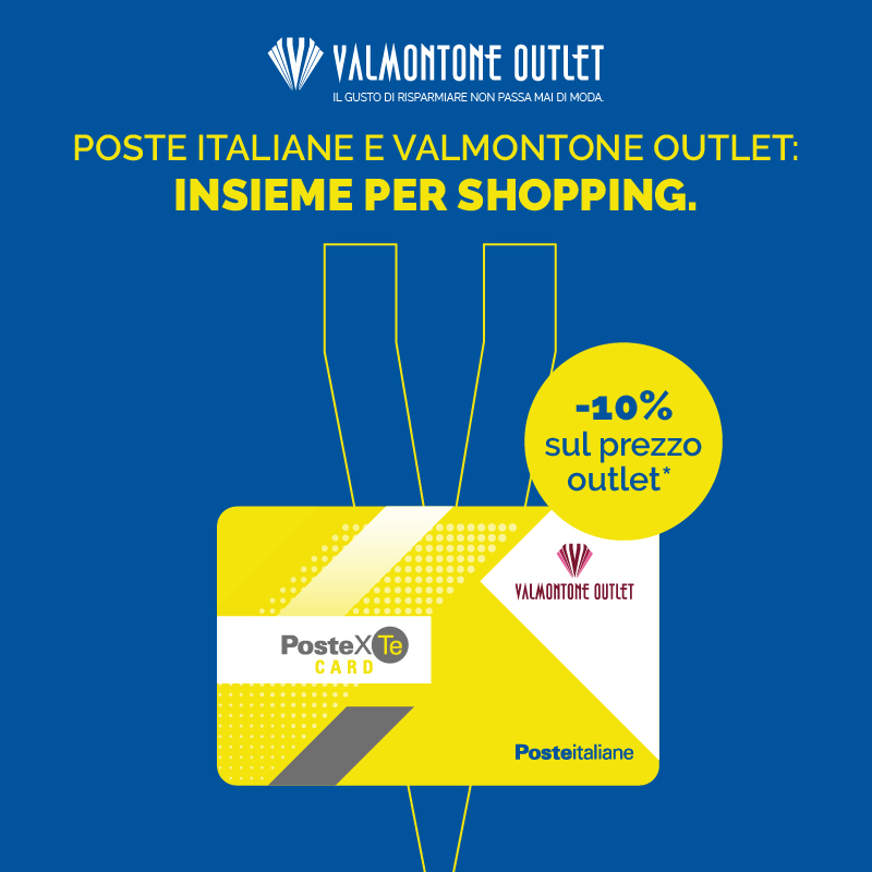 Valmontone Outlet POSTEXTE Card: per lo shopping di Poste Italiane.