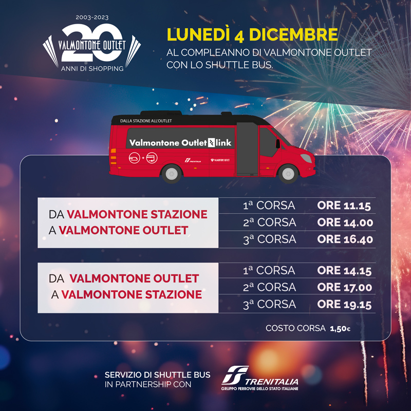 Al compleanno di Valmontone Outlet con lo Shuttle Bus.