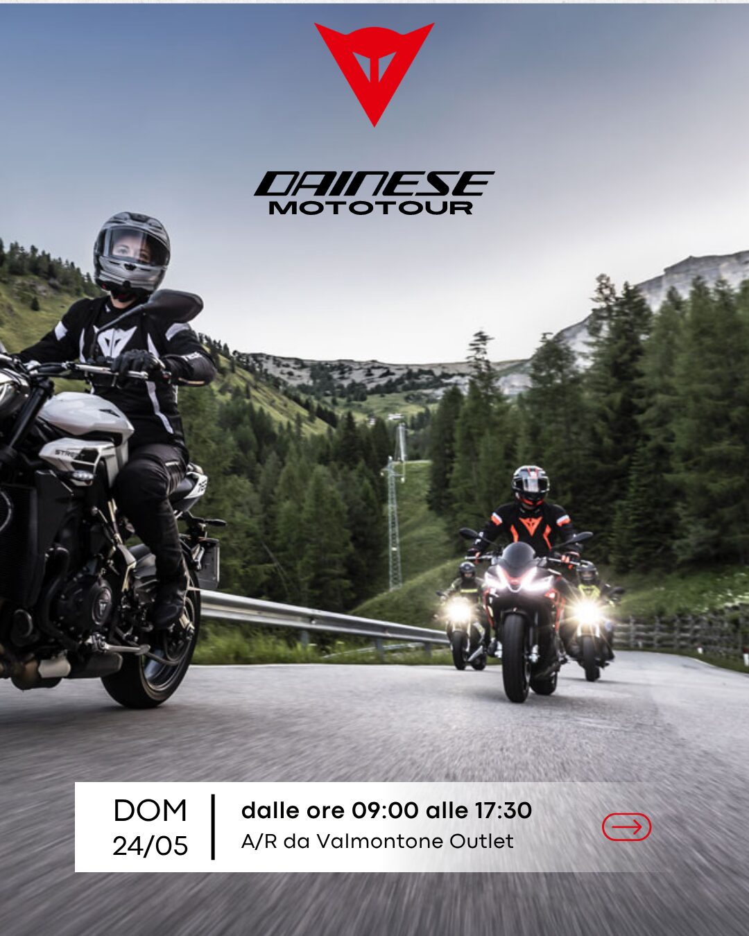 Dainese Mototour 2026: la stagione delle due ruote parte da Valmontone Outlet